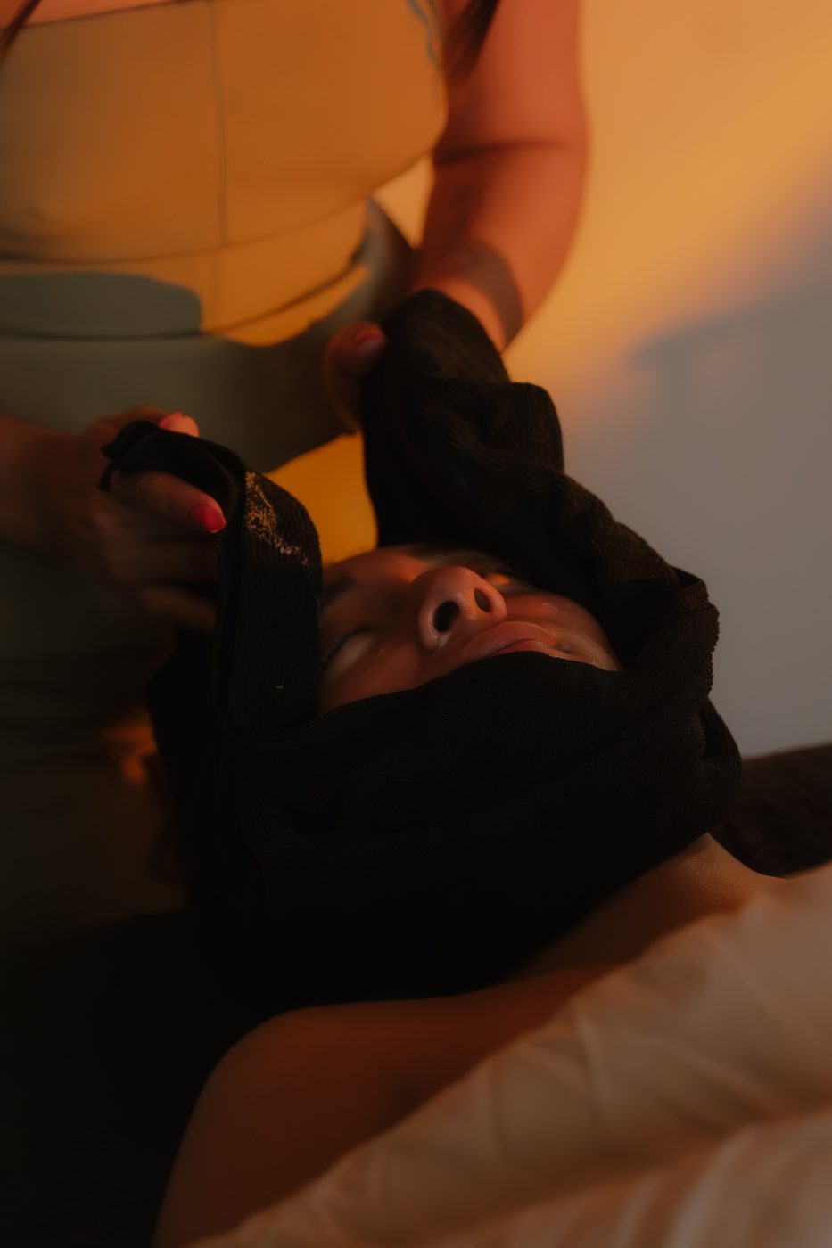 A warm towel moment during a treatment